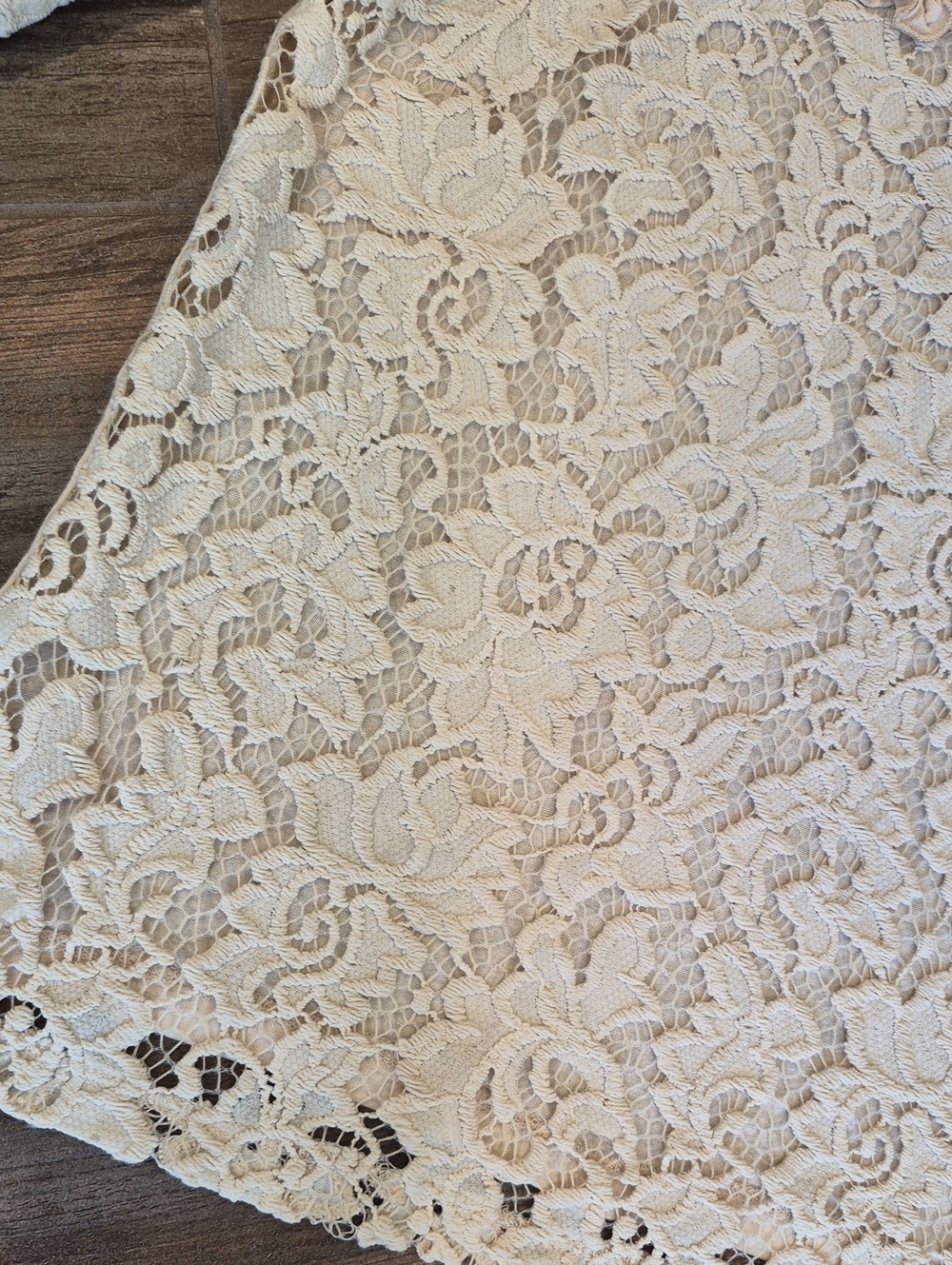 TOPSHOP 3/4 Sleeve Transparent Cream Colored Lace Top, XXS - Picture 11 of 14